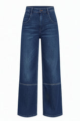 Womens Navy High Waisted Bell Bottom Jeans| CicyBell
