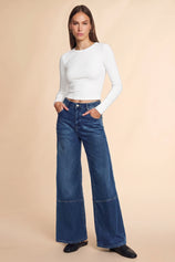 Womens Navy High Waisted Bell Bottom Jeans| CicyBell