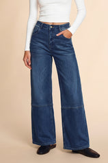 Womens Navy High Waisted Bell Bottom Jeans| CicyBell