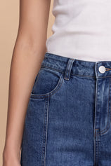 Womens Navy High Waisted Wide Leg Jeans | CicyBell