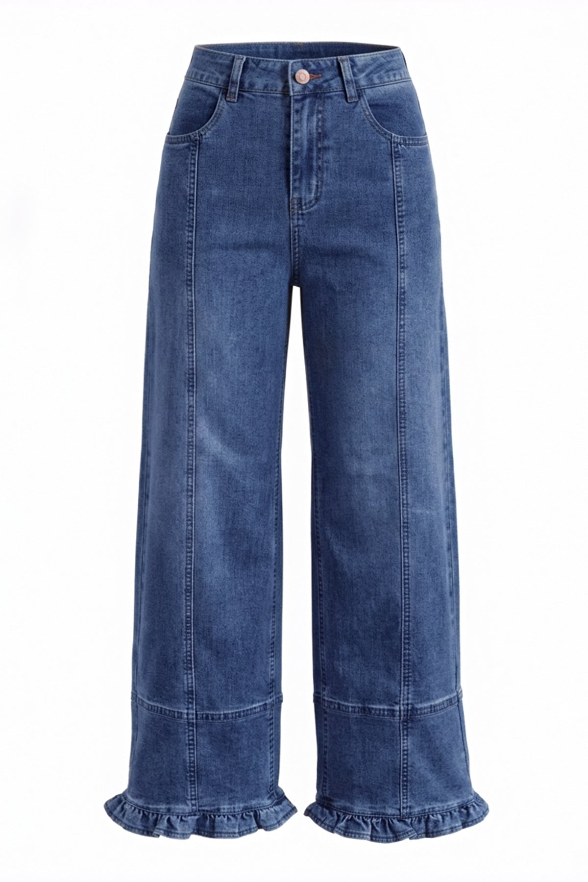 Womens Navy High Waisted Wide Leg Jeans | CicyBell