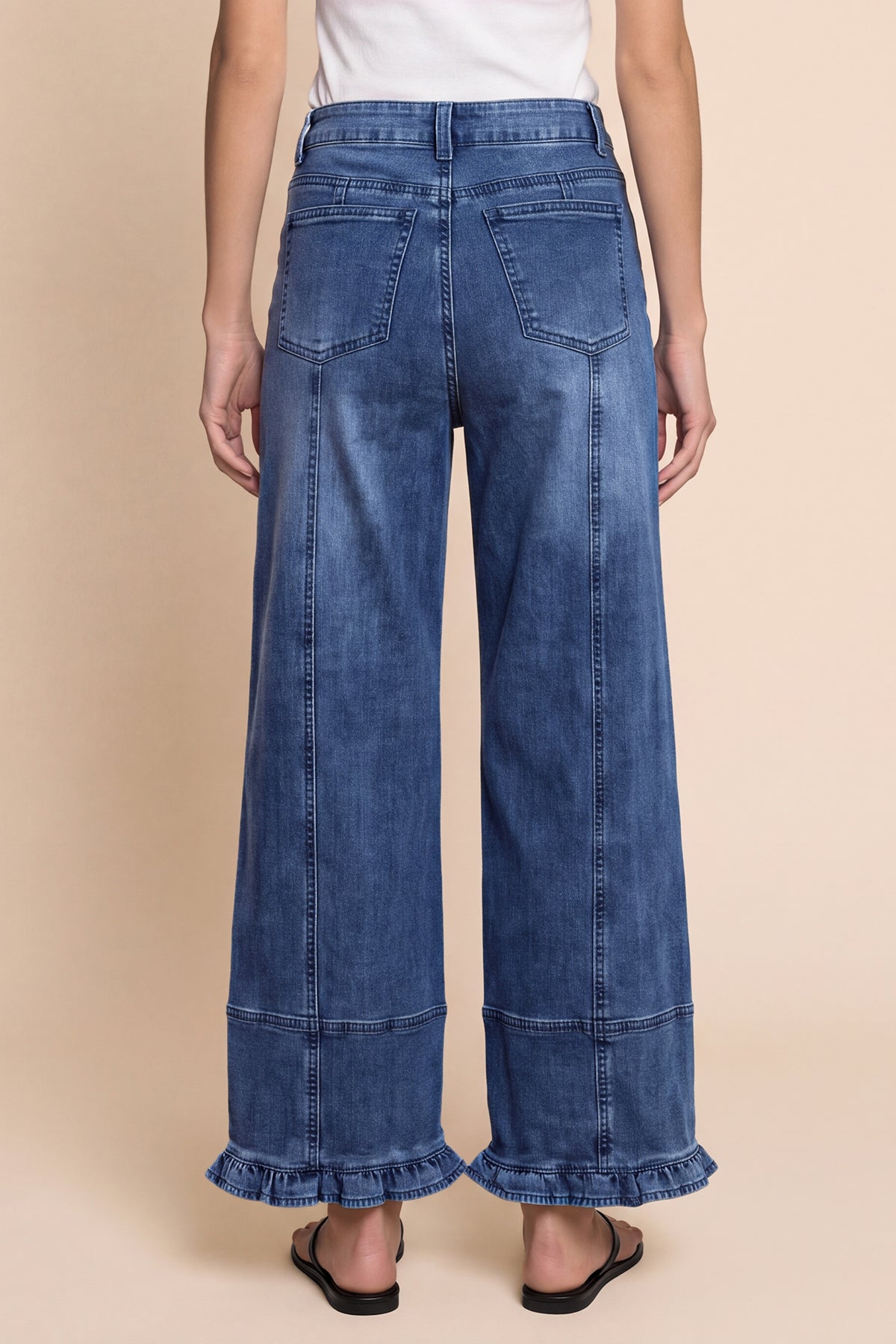 Womens Navy High Waisted Wide Leg Jeans | CicyBell