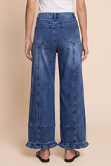 Womens Navy High Waisted Wide Leg Jeans | CicyBell