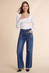 Womens Navy High Waisted Jeans | CicyBell