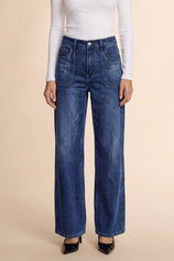 Womens Navy High Waisted Jeans | CicyBell