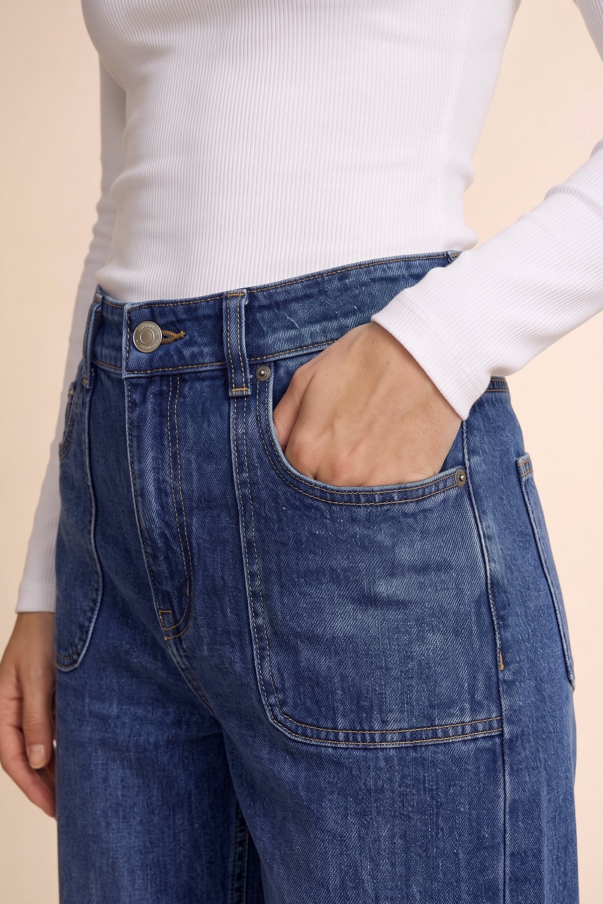 Womens Navy High Waisted Jeans | CicyBell