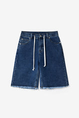 Womens Navy High Waisted Denim Shorts | CicyBell