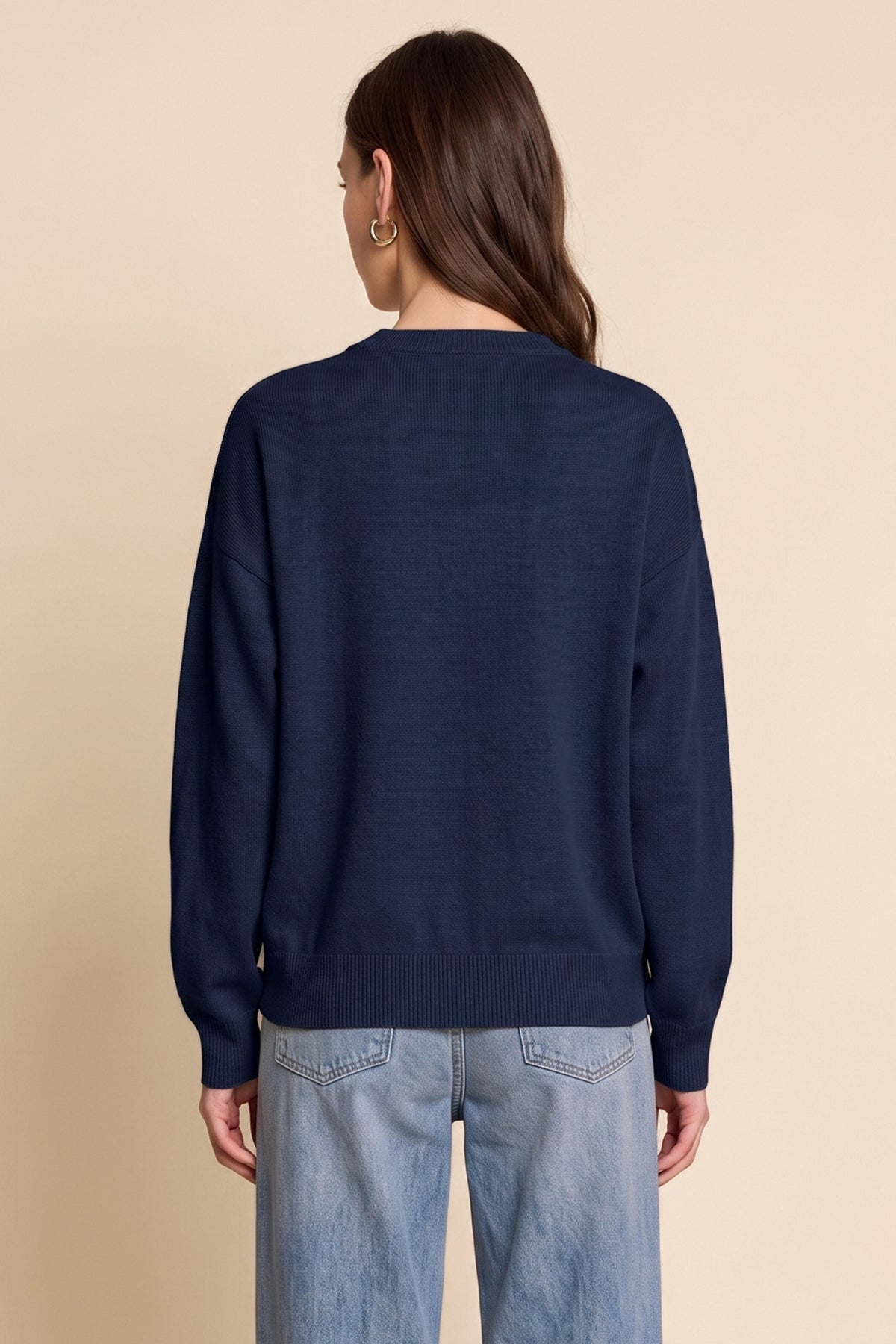 Womens Navy Fish Graphic Knit Sweaters | CicyBell