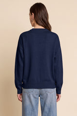 Womens Navy Fish Graphic Knit Sweaters | CicyBell