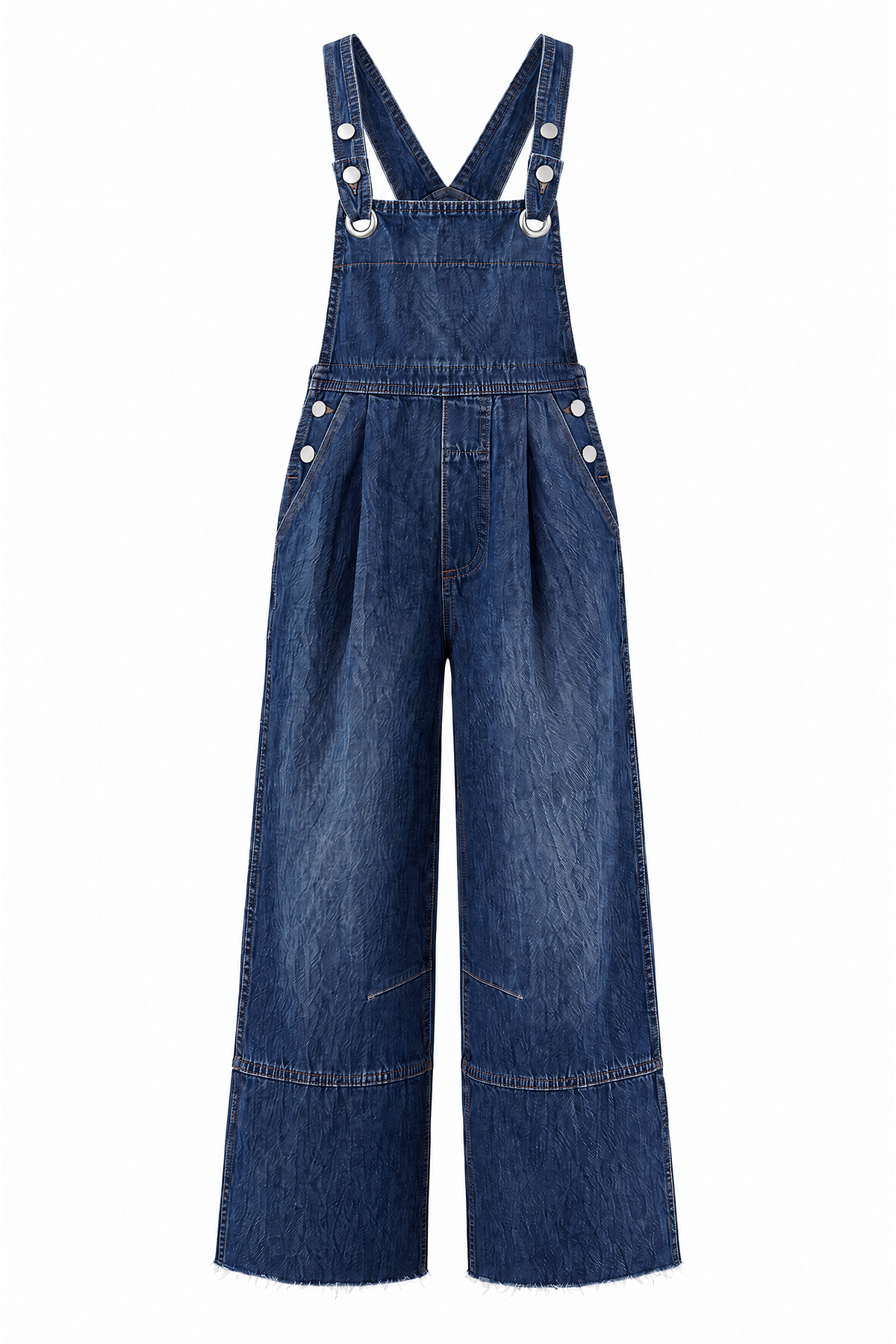 Womens Navy Wide Leg Denim Overalls | CicyBell