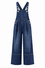 Womens Navy Wide Leg Denim Overalls | CicyBell