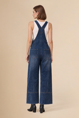 Womens Navy Wide Leg Denim Overalls | CicyBell