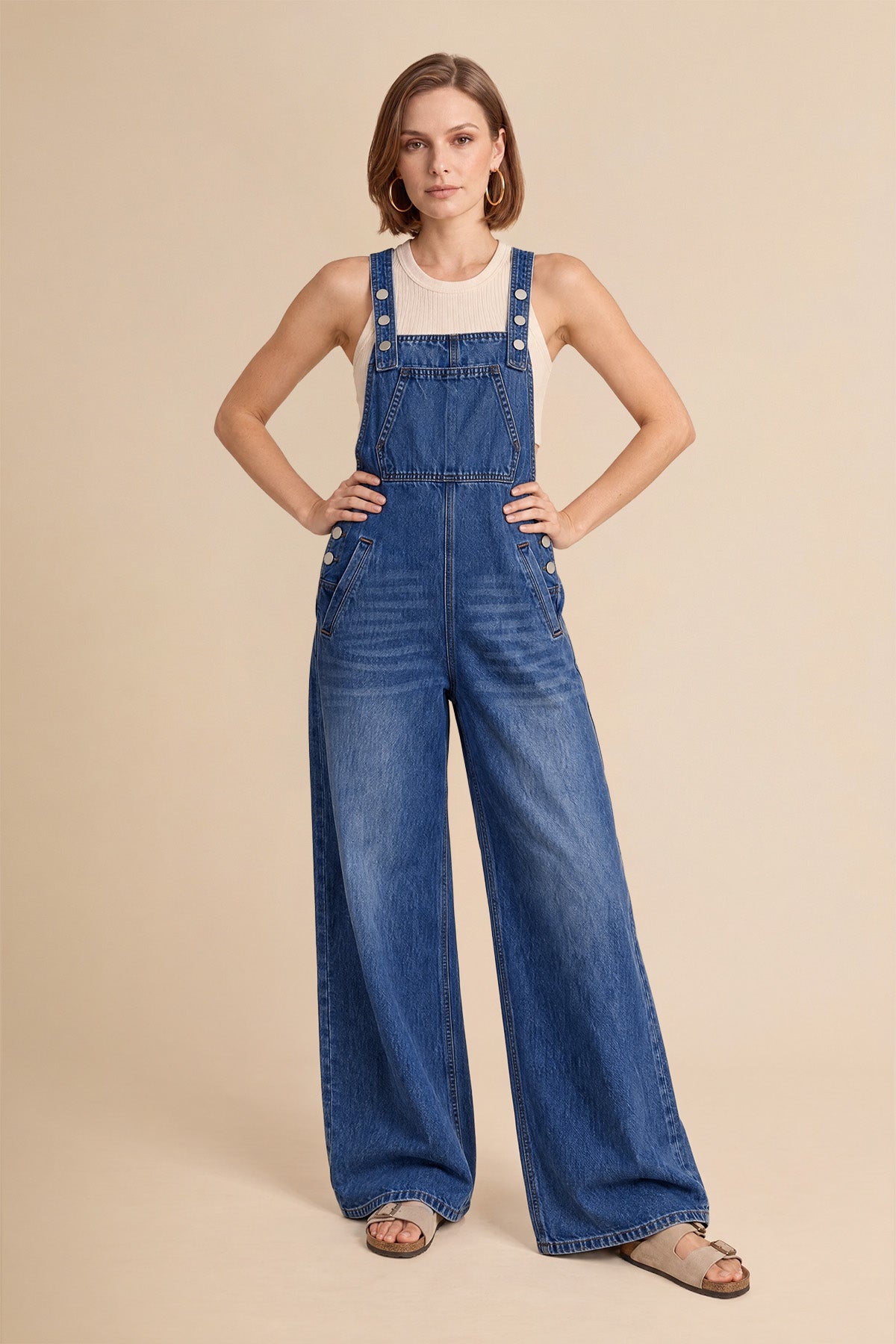 Womens Navy Bib Denim Overalls | CicyBell