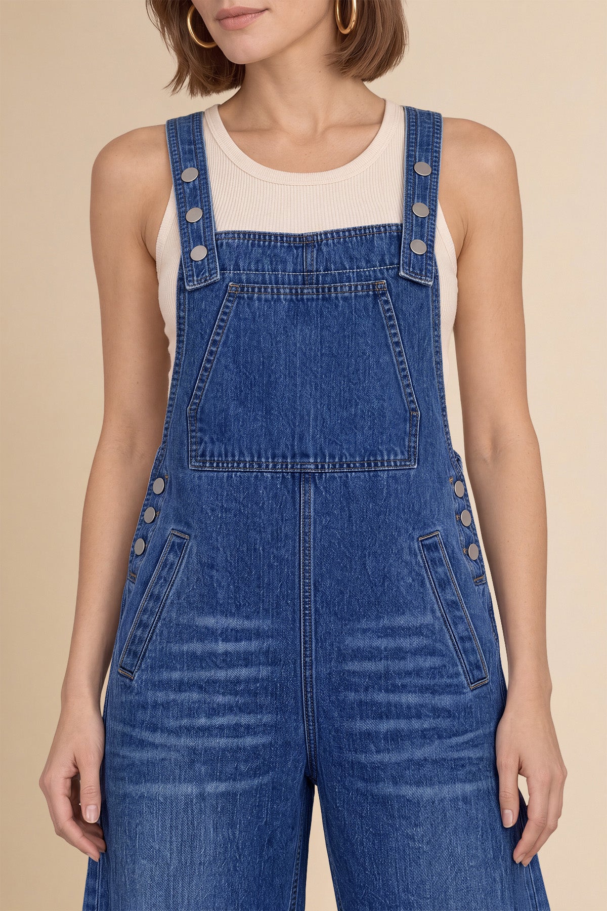 Womens Navy Bib Denim Overalls | CicyBell