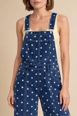 Womens Navy Polka Dot Bib Denim Overalls| CicyBell