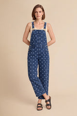 Womens Navy Polka Dot Bib Denim Overalls| CicyBell