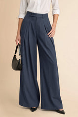 Womens Navy Wide Leg Dressy Pants | CicyBell