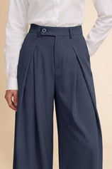 Womens Navy Wide Leg Dressy Pants | CicyBell