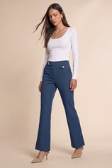 Womens Navy Flared Dress Pants | CicyBell