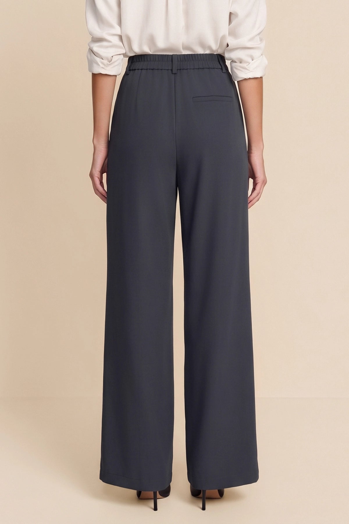 Womens Navy Business Wide Leg Dress Pants | CicyBell