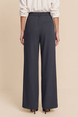 Womens Navy Business Wide Leg Dress Pants | CicyBell
