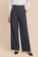 Womens Navy Business Wide Leg Dress Pants | CicyBell