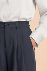 Womens Navy Business Wide Leg Dress Pants | CicyBell