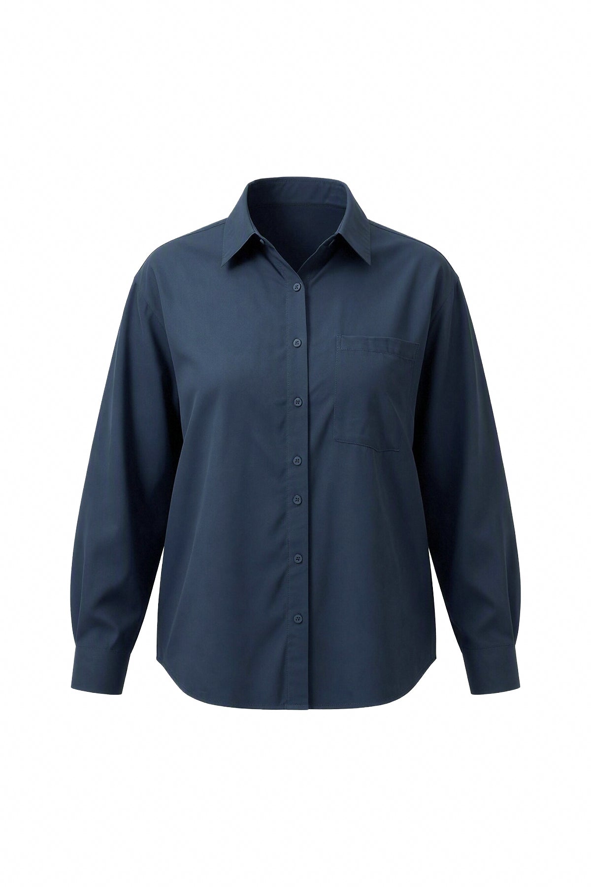 Womens Navy Long Sleeve Button Down Shirt | CicyBell