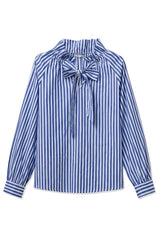 Womens Navy Striped Bow Tie Shirts | CicyBell
