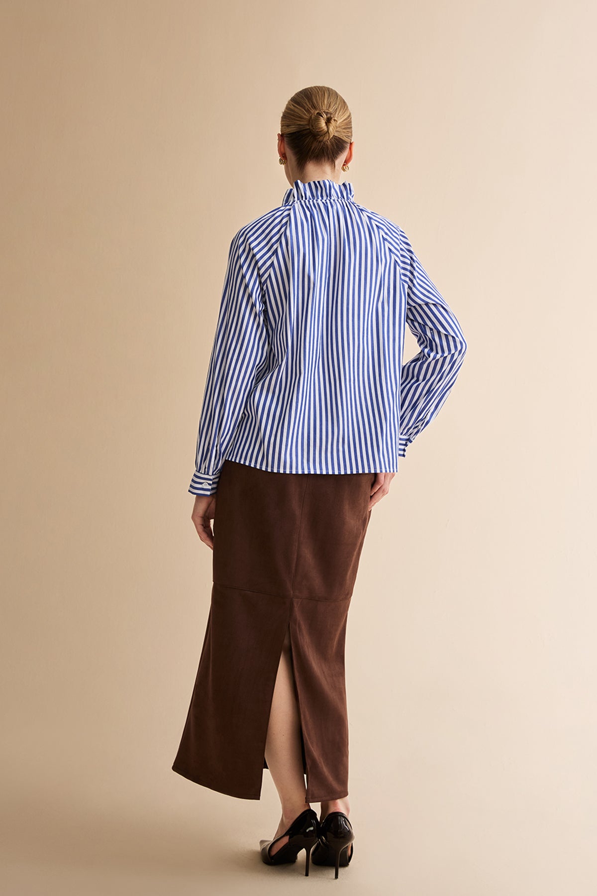 Womens Navy Striped Bow Tie Shirts | CicyBell