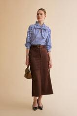 Womens Navy Striped Bow Tie Shirts | CicyBell
