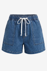 Womens Navy Baggy High Waisted Shorts | CicyBell