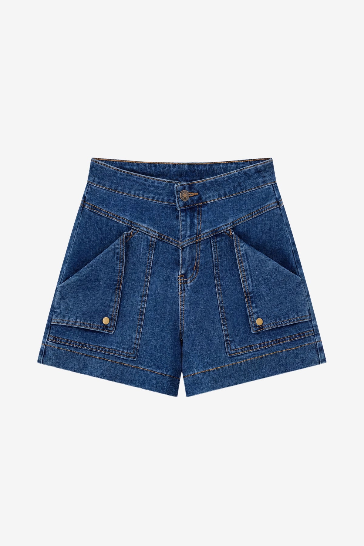 Womens Navy Baggy High Waisted Jean Shorts  | CicyBell