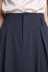 Women Navy Pleated Midi Skirt | CicyBell