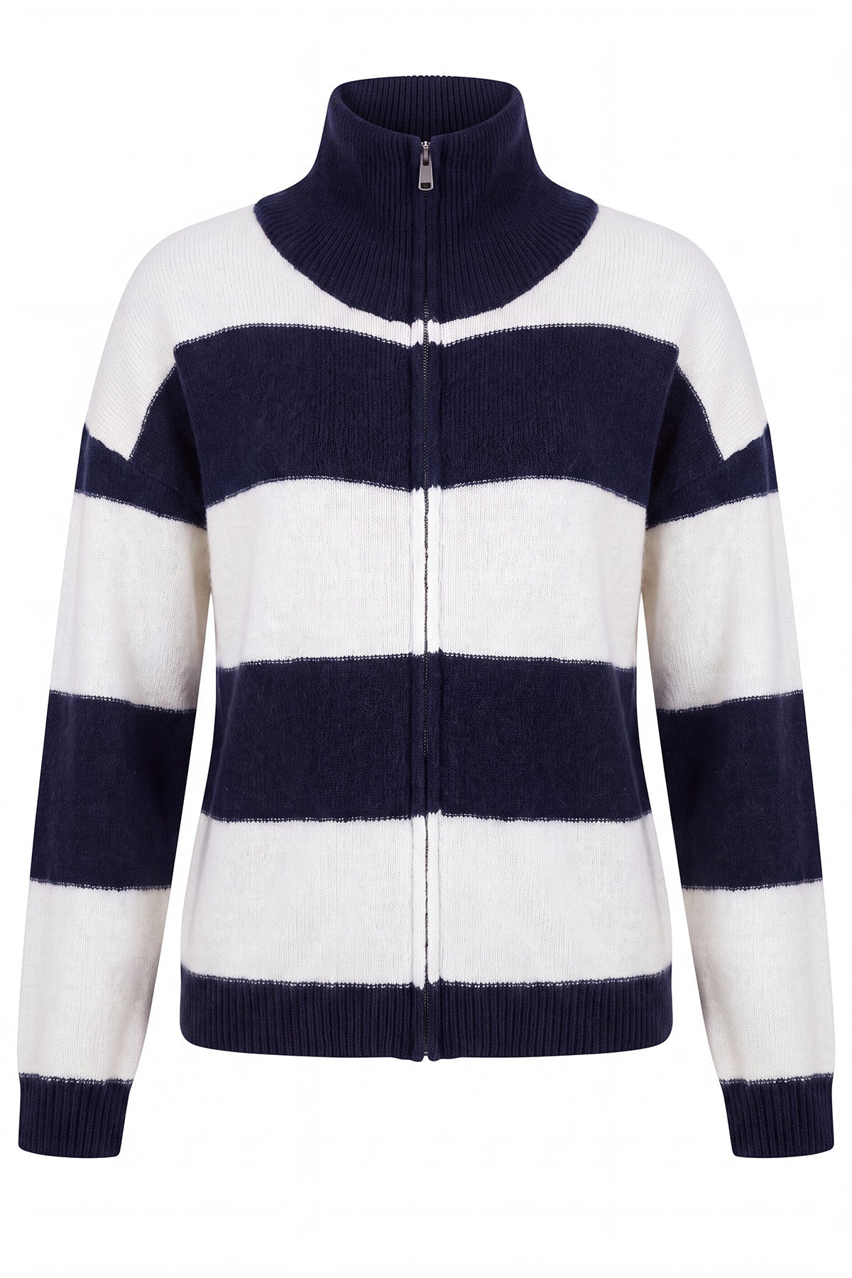 Women Navy Striped Color Block Cardigan | CicyBell