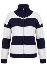 Women Navy Striped Color Block Cardigan | CicyBell