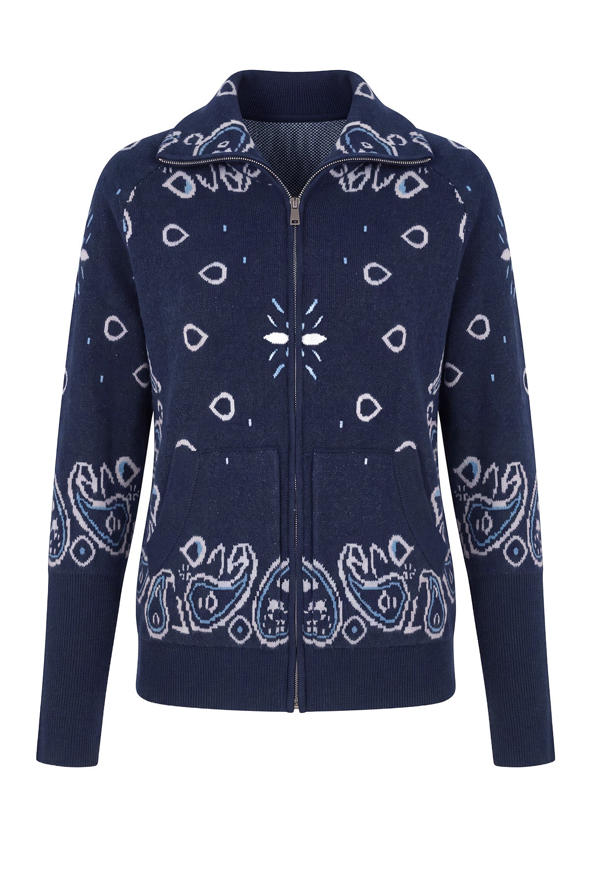 Women Navy  Zip Up Cardigan Sweater| CicyBell