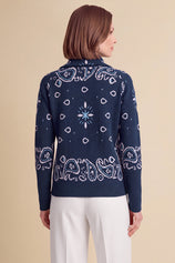 Women Navy  Zip Up Cardigan Sweater| CicyBell