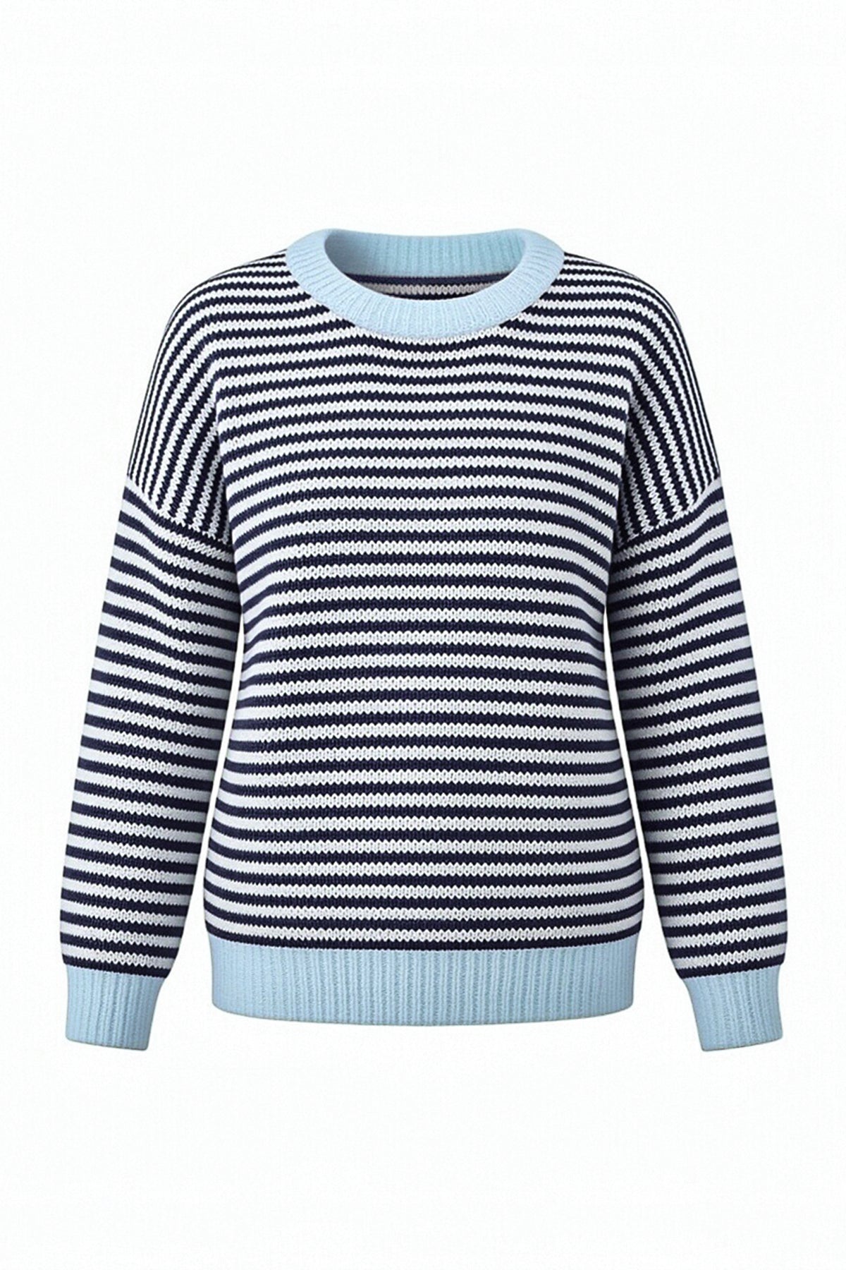 Womens Navy Color Block Striped Sweater | CicyBell