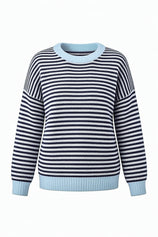 Womens Navy Color Block Striped Sweater | CicyBell