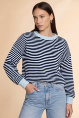 Womens Navy Color Block Striped Sweater | CicyBell