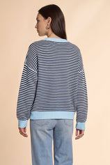 Womens Navy Color Block Striped Sweater | CicyBell