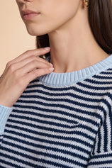 Womens Navy Color Block Striped Sweater | CicyBell
