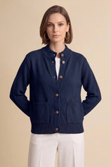Womens Navy Chunky Sweaters Cardigan | Cicy Bell