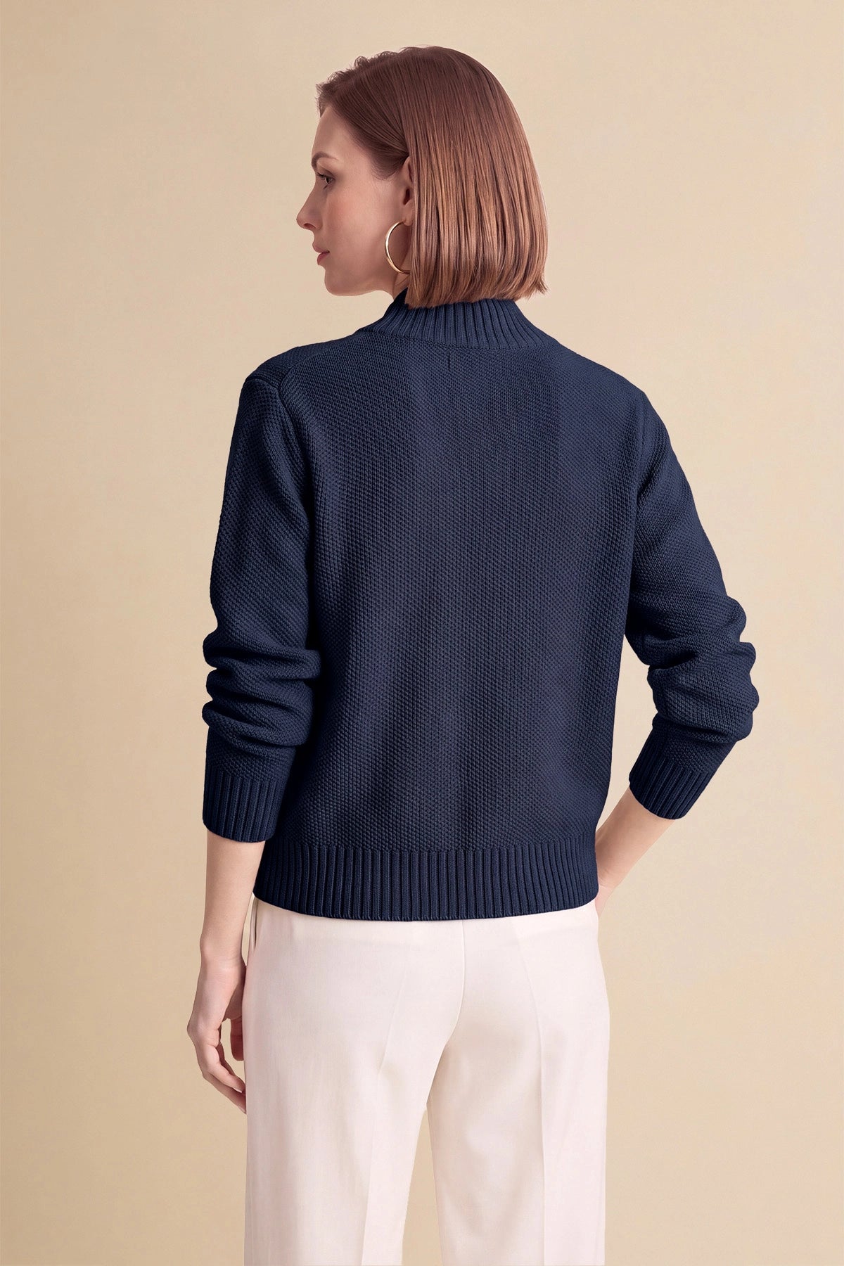 Womens Navy Chunky Sweaters Cardigan | Cicy Bell
