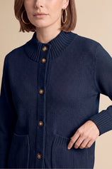 Womens Navy Chunky Sweaters Cardigan | Cicy Bell