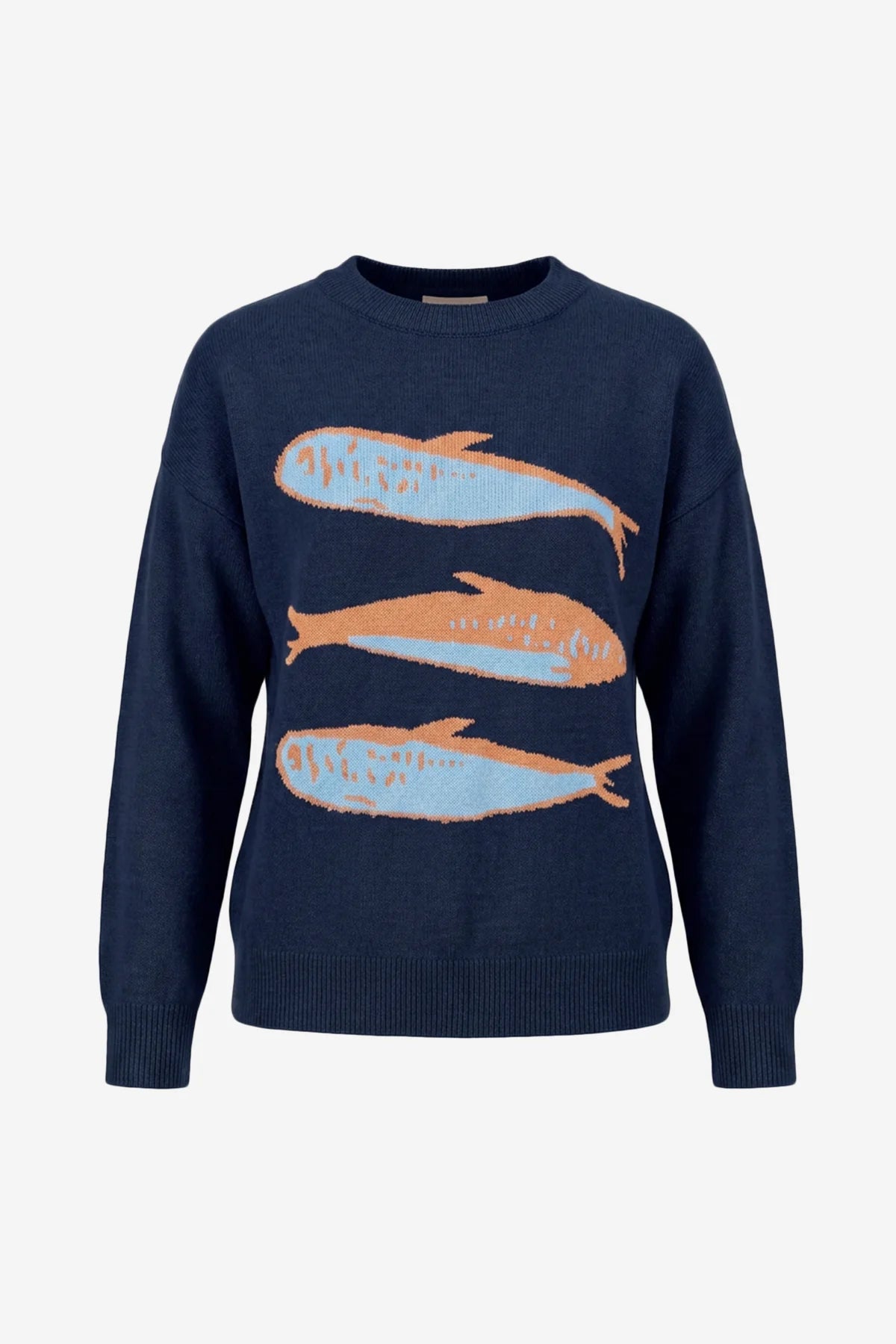Womens Navy Fish Graphic Knit Sweaters | CicyBell