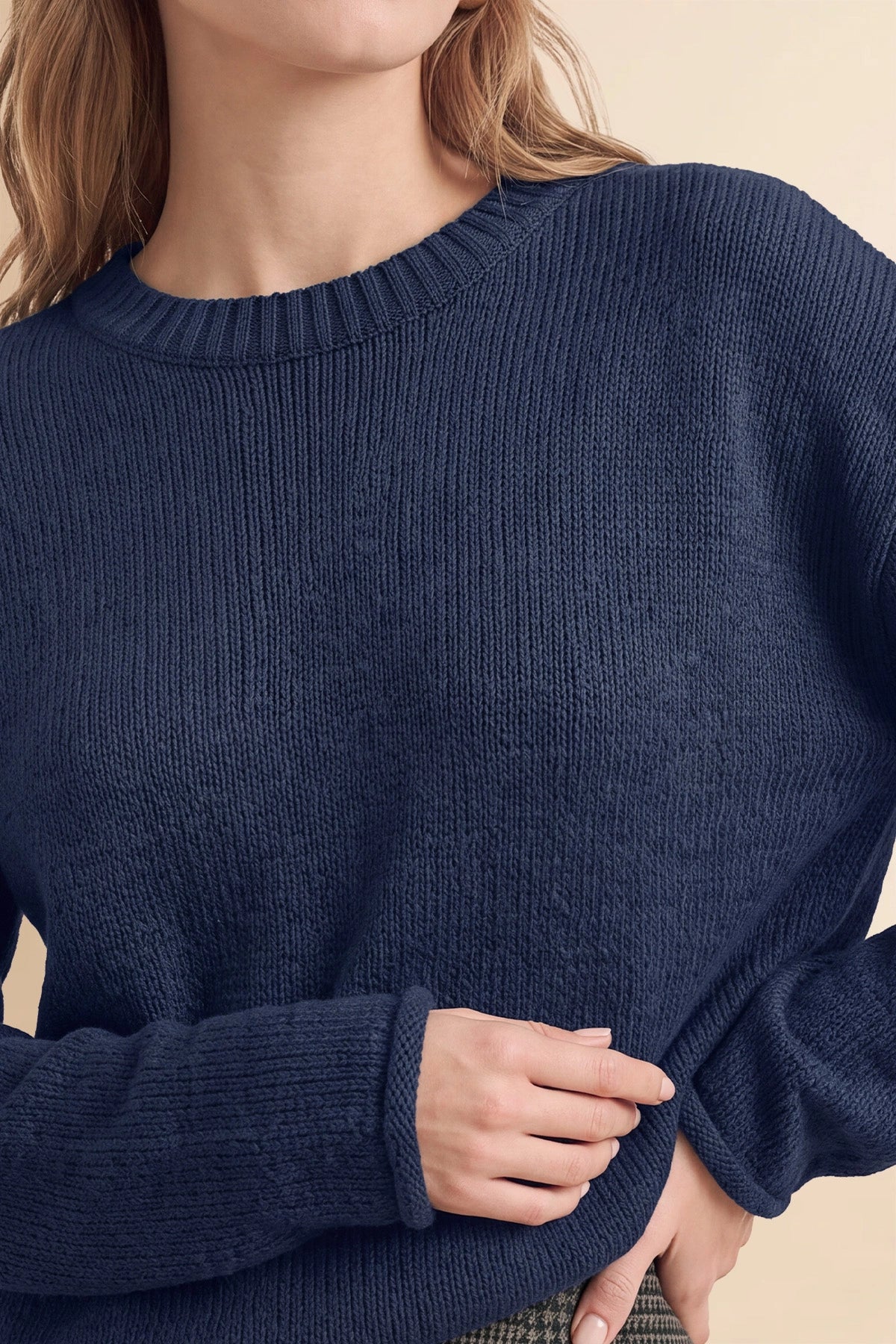 Womens Navy Long Sleeve Sweater | CicyBell