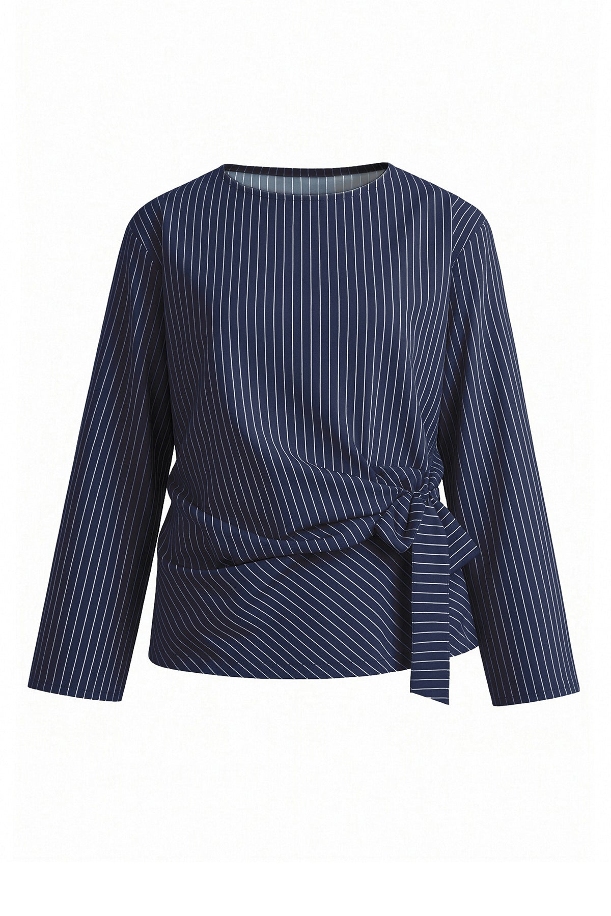 Womens Navy Cinched Waist Wrap Tops | CicyBell