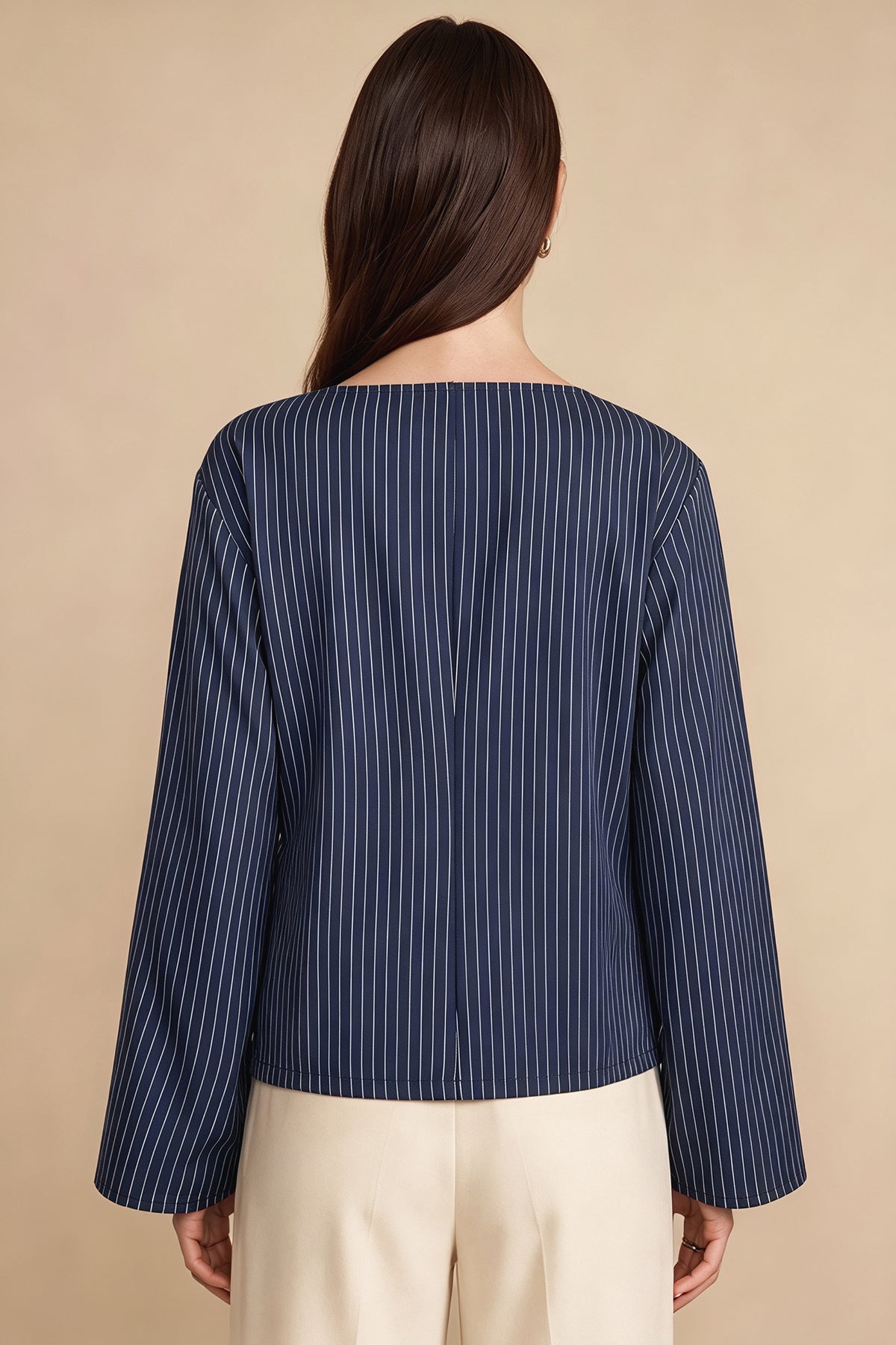 Womens Navy Cinched Waist Wrap Tops | CicyBell
